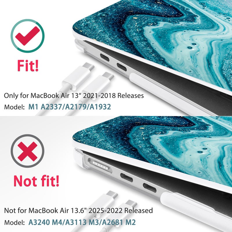 May Chen Compatible with New MacBook Air 13 inch Case 2021, 2020 2019 2018 Release Model: M1 A2337 A2179 A1932, Plastic Hard Shell Case Cover for Mabook Air 13 inch with Retina Dispaly, Blue Marble - Image 3